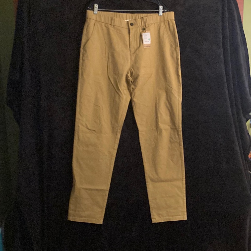 Plaid&Plain Men’s Slim Fit Khaki Pants Men’s Tapered Pants